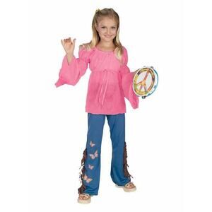 Woodstock Child Feelin' Groovy 60s Hippie Halloween Costume Girls Sz S 4/6 New